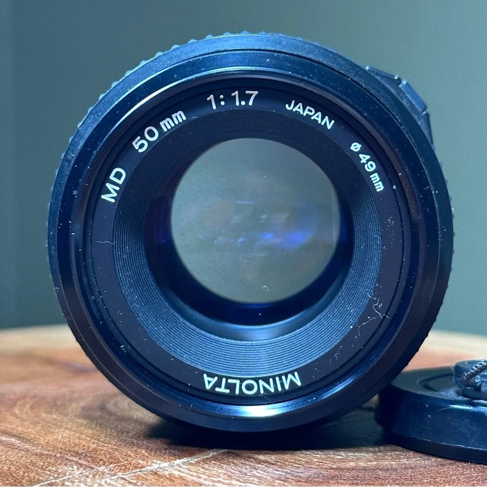 MINOLTA MD 50mm Prime Lens Bundle - Pro Filters & Cap - Picture 2 of 9